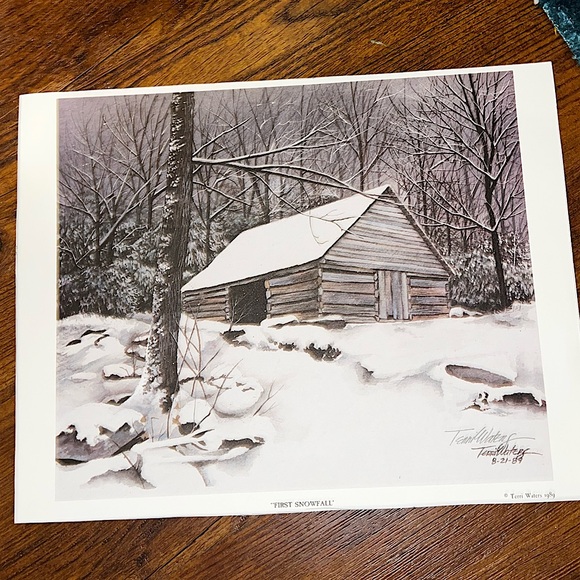 Other - Vintage “First Snowfall” Rustic Terri Water 1989 Print